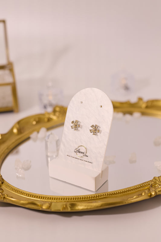 E070-黃晶花花耳釘