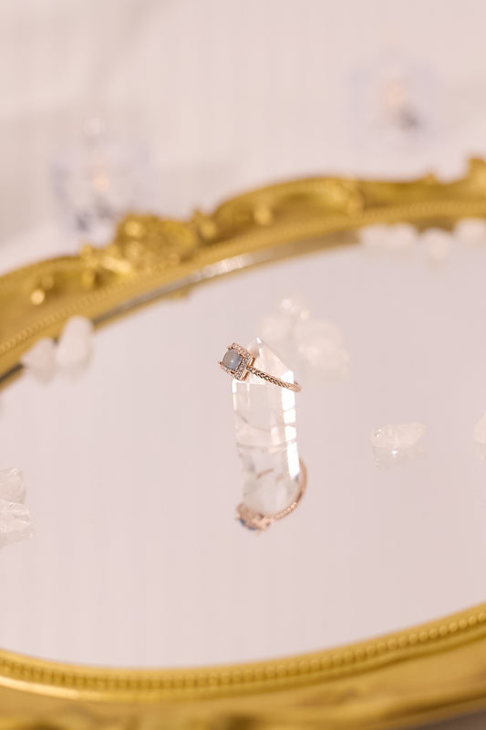 R051-海藍寶方形S925開口戒指