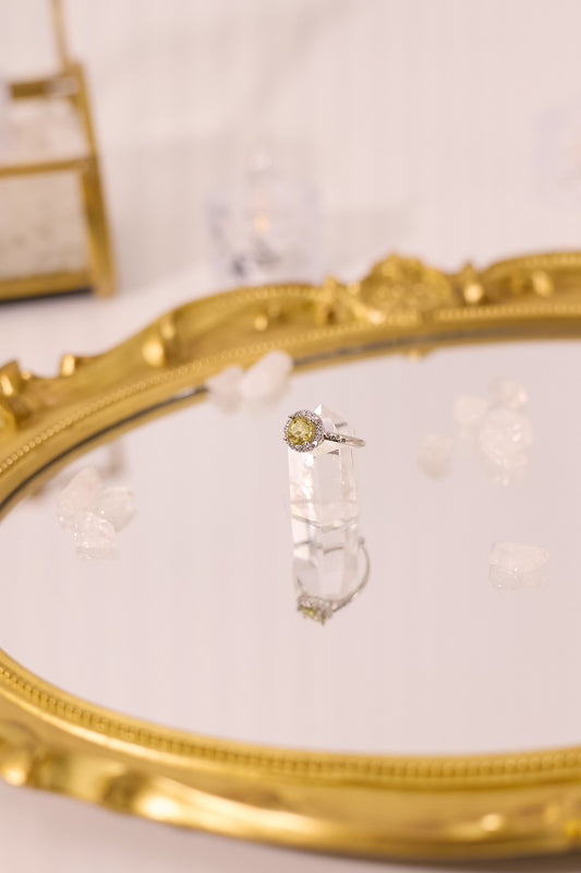 R052-橄欖石圓形S925開口戒指