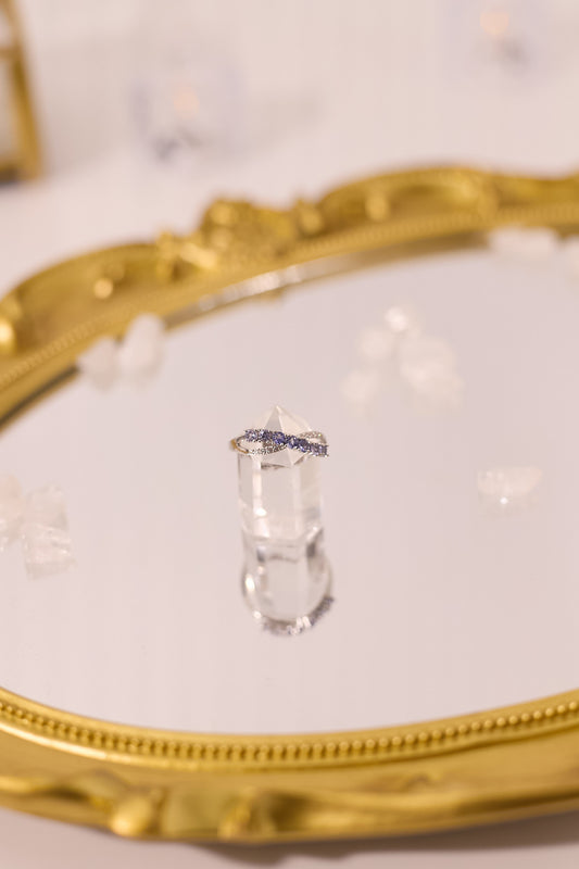 R054-坦桑石X形S925開口戒指