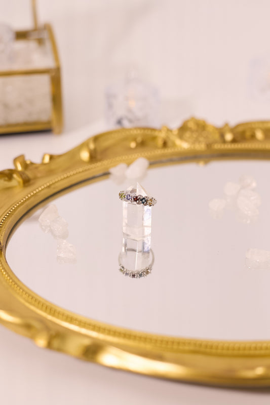 R059-黃晶.托帕石.石榴石.坦桑石.橄欖石S925開口戒指