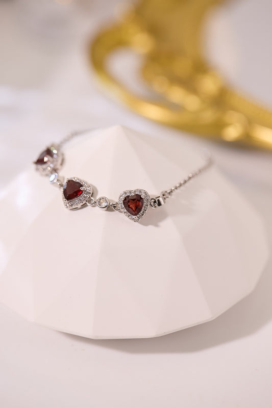 C051-石榴石心形手鏈