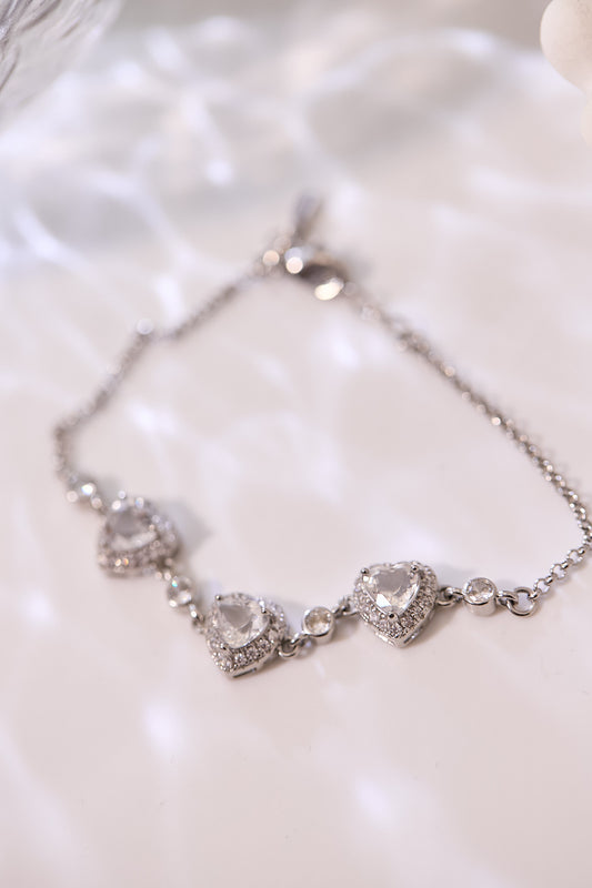 C053-白水晶心形手鏈