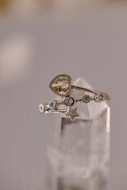 R074-黃水晶心形S925開口戒指