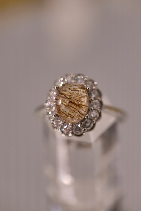 R078-黑金超七鋯石S925開口戒指