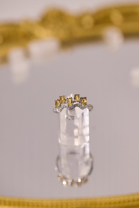 R083-黃水晶鋯石S925開口戒指