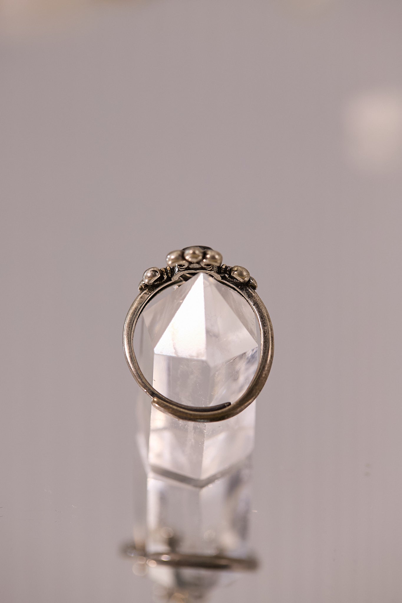 R087-銀曜石心形十字架開口戒指