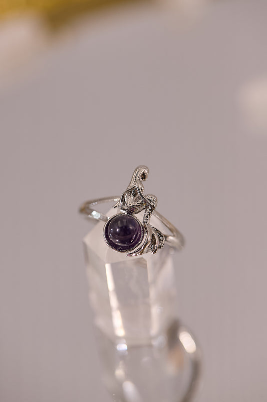 R088-紫水晶美人魚款開口戒指