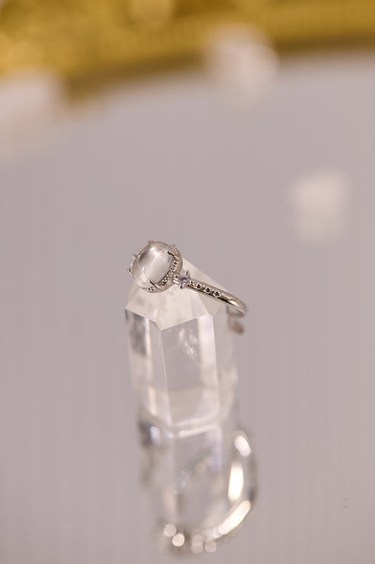 R090-白水晶S925開口戒指