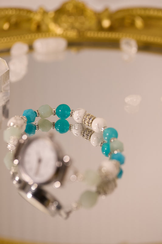 W004-天河石.白松石石英錶