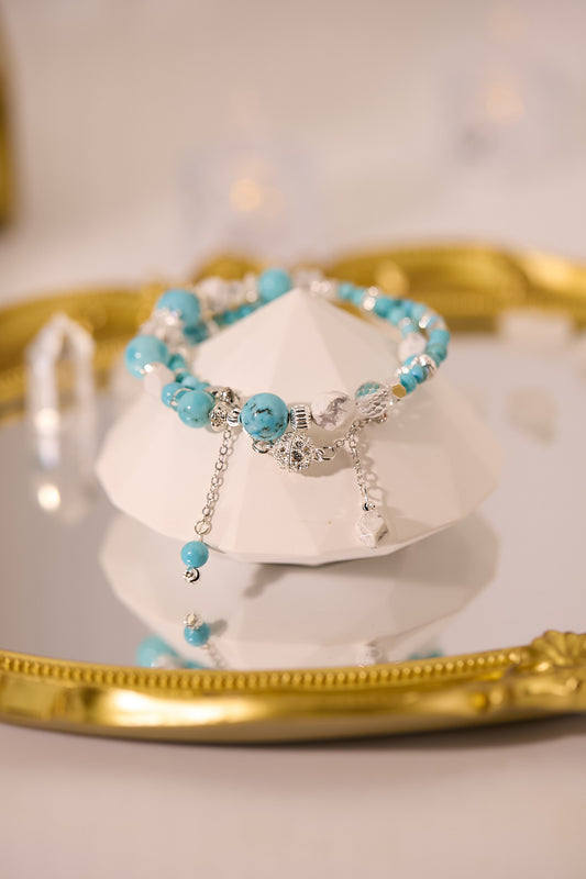 C072-綠松石·白松石·白水晶手鈪款