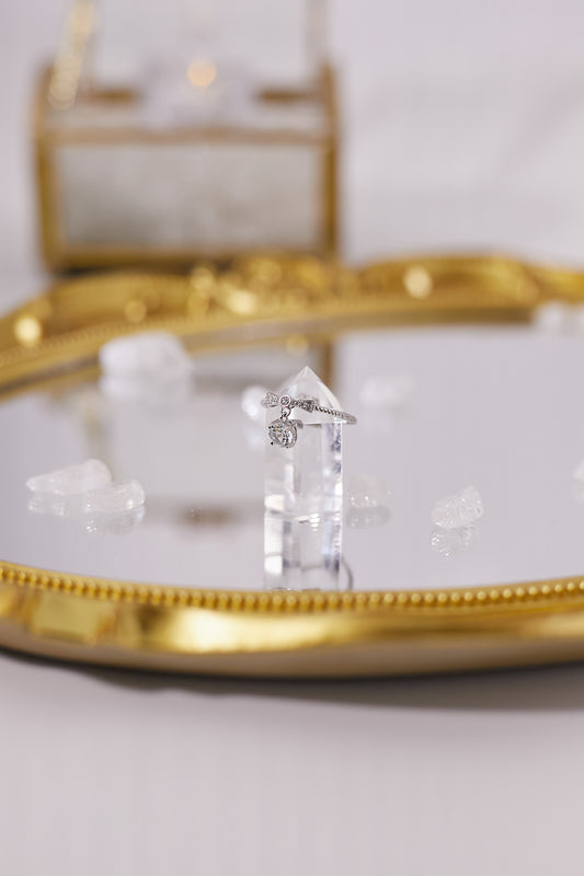 R034-海藍寶切割S925開口戒指