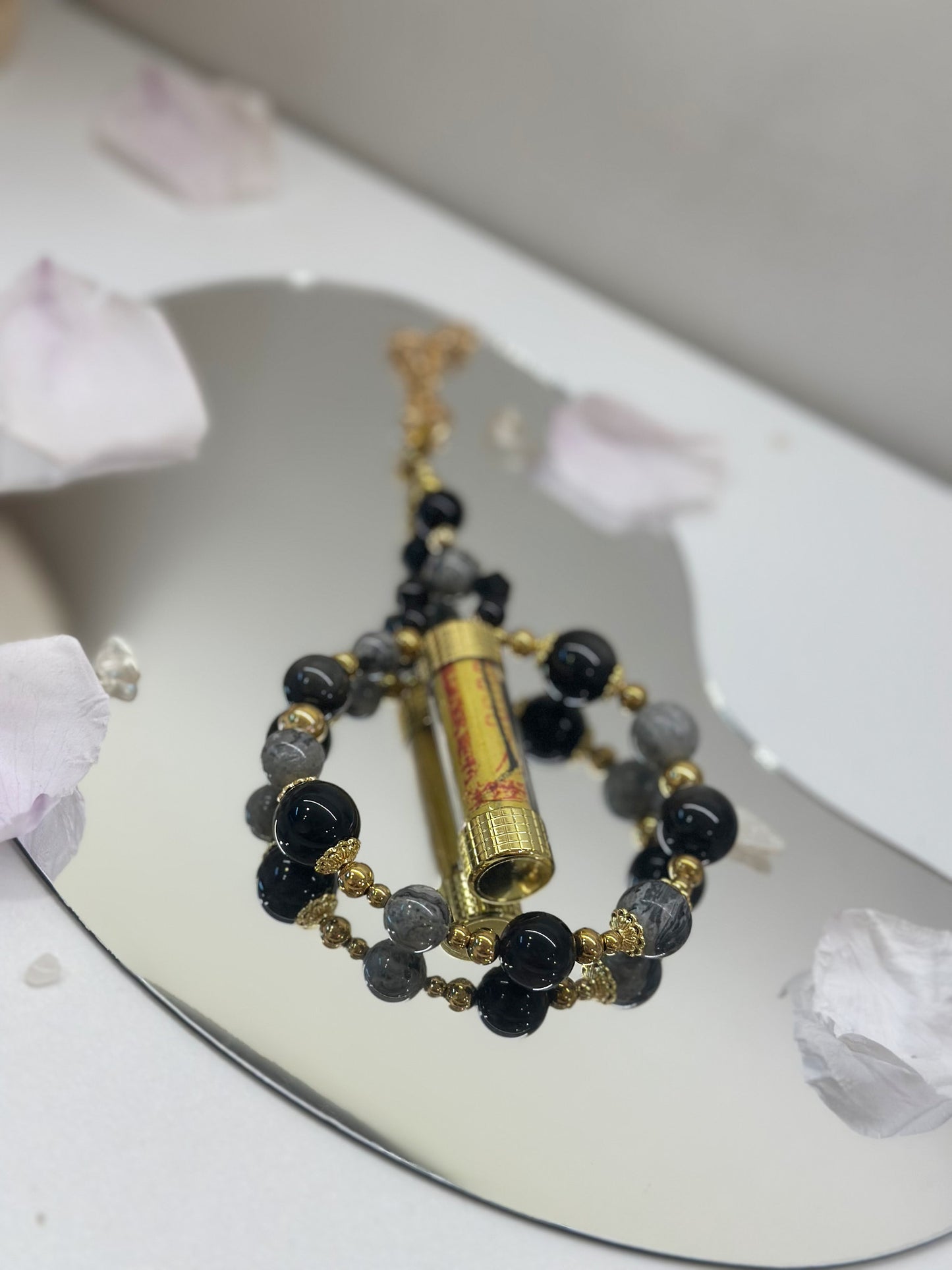 行車平安圈圈掛件(銀曜石·地圖石)