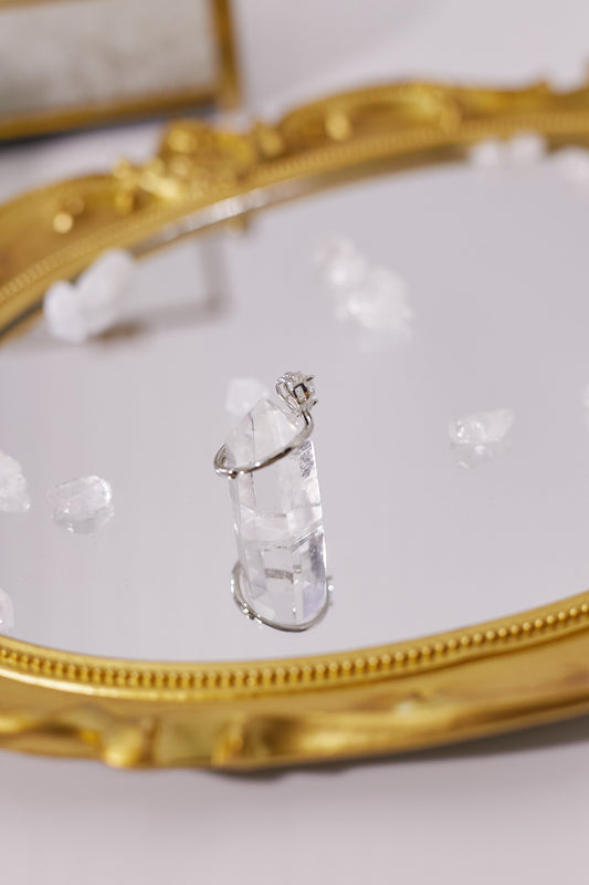 R039-白水晶心形開口戒指