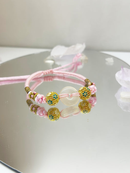 C104-冰種白玉髓平安扣小童手繩(包括加持)