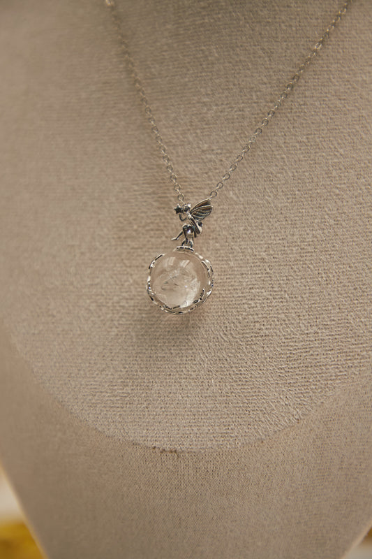 N011-白阿賽天使款吊墜連磁吸款頸鏈