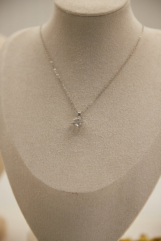 N018-白水晶星球款吊墜連磁吸款頸鏈