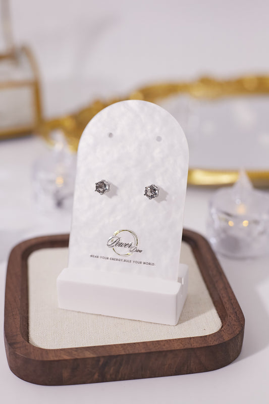 E029-白水晶耳釘(6mm)