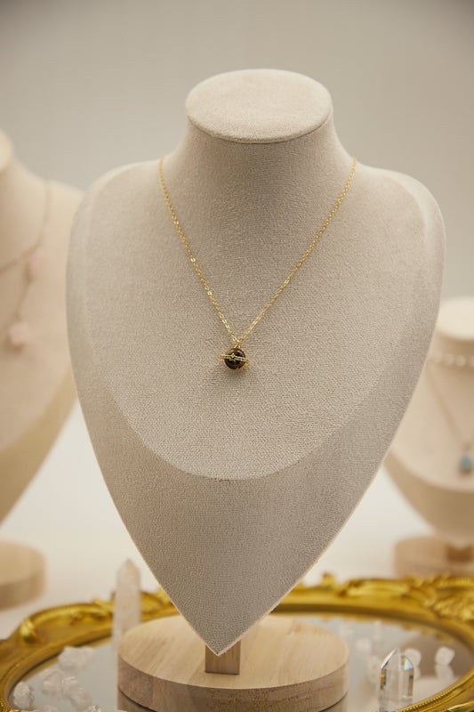 N019-虎眼石星球吊墜連磁吸款頸鏈(金色)