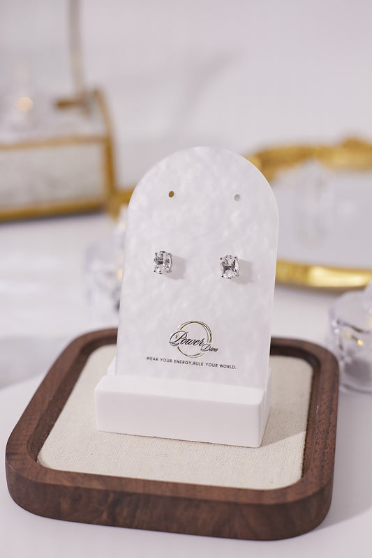 E031-白水晶耳釘(6x8mm)