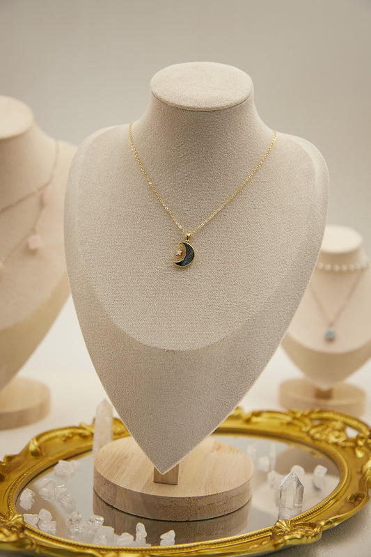 N023-貝母月亮款吊墜連磁吸款頸鏈(金色)