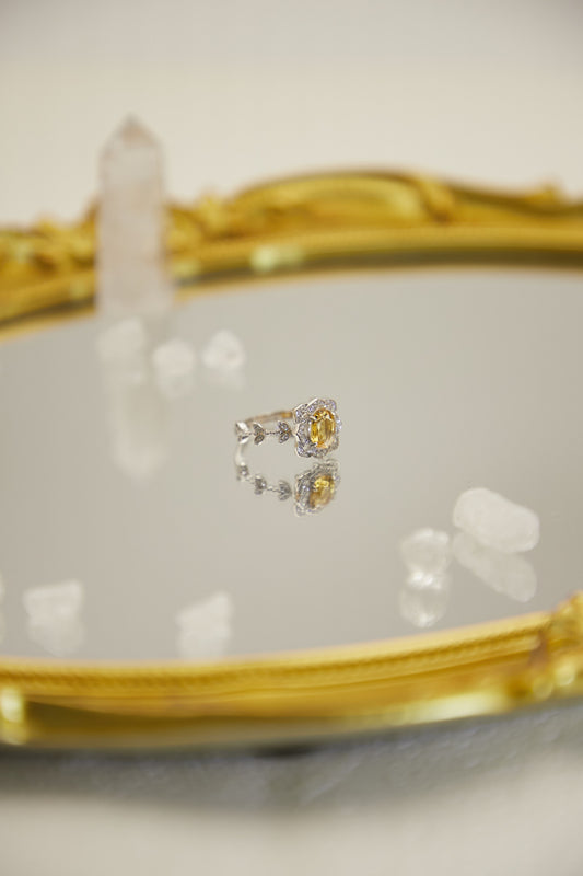 R002-黃晶S925開口戒指