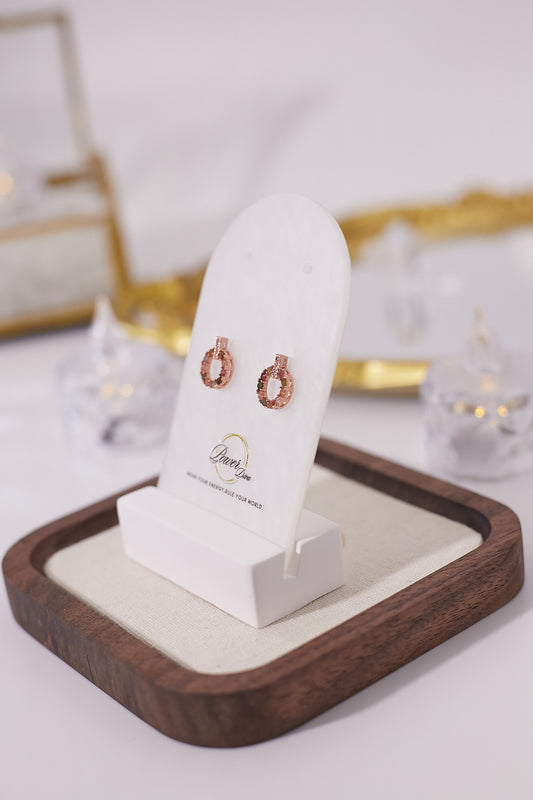 E045-碧璽鋯石圈形耳釘