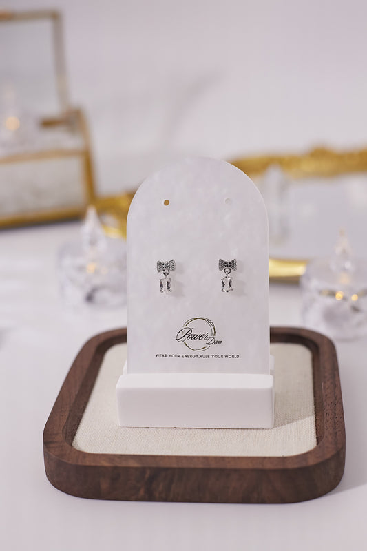 E048-白水晶拼蝴蝶結耳釘