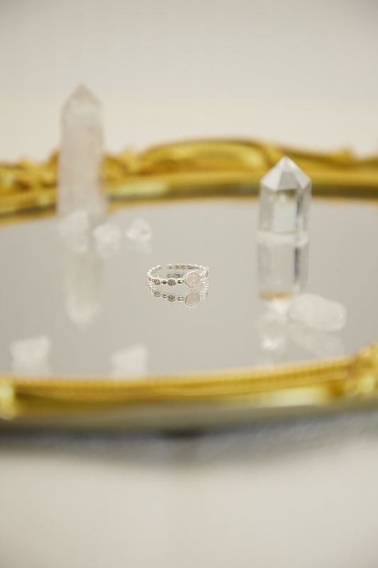 R011-粉晶S925開口戒指