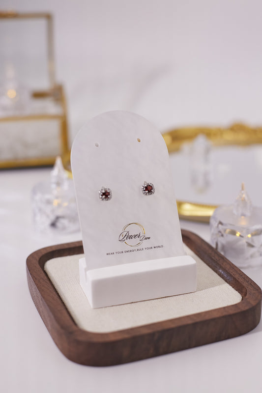 E054-石榴石鋯石耳釘