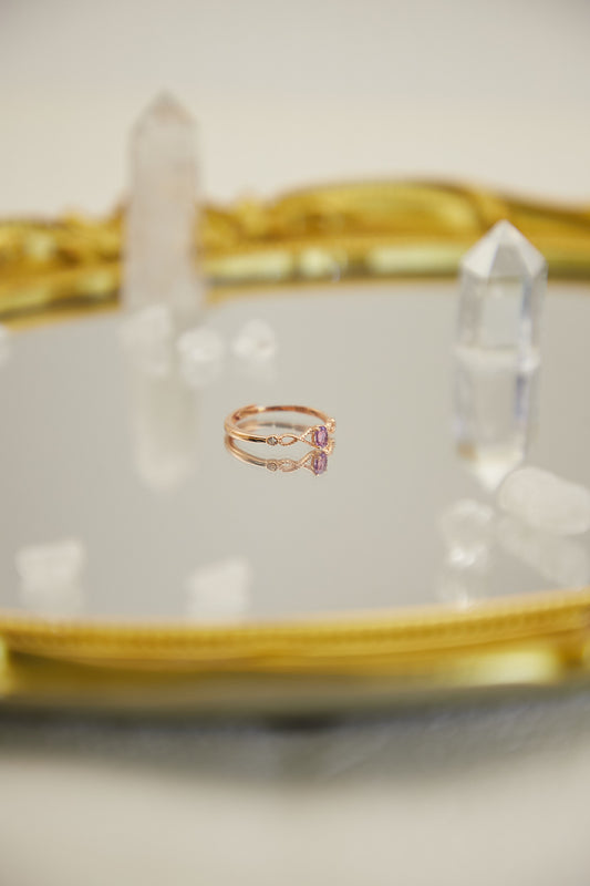 R018- 紫晶S925開口戒指