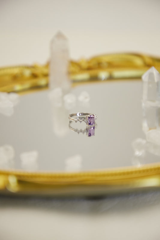 R025- 紫晶S925開口戒指