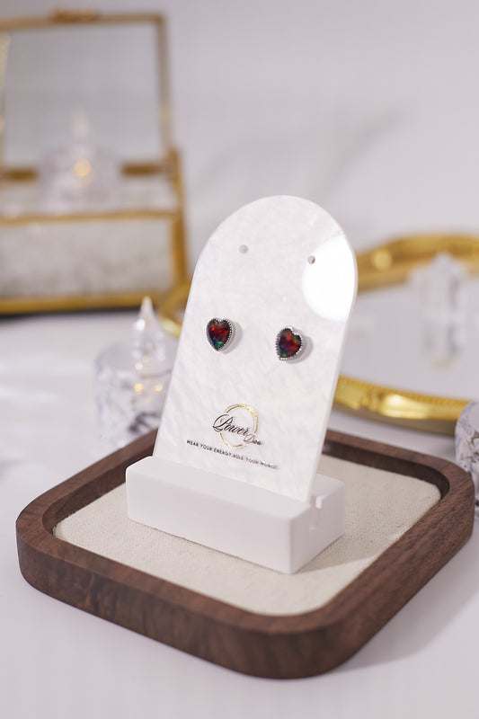 E069-斑彩心形耳釘