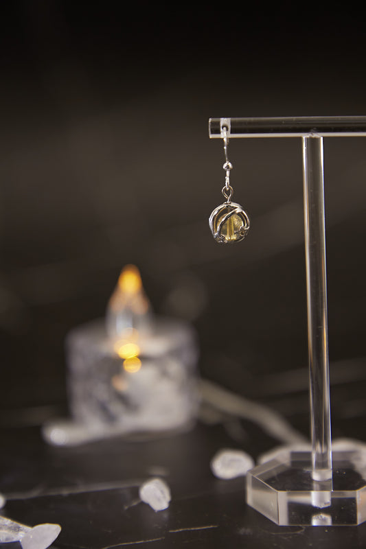 E014-黃晶星球款耳鈎