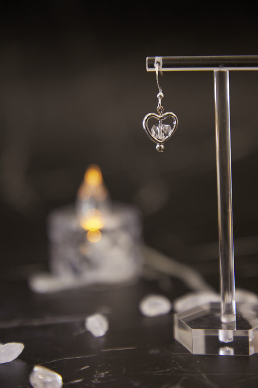 E015-白水晶心心款耳鈎