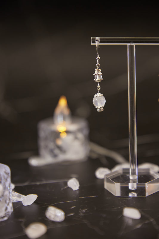 E023-藍月亮閃閃耳鈎