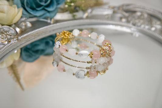 C015-雙圈款-粉晶・白松石