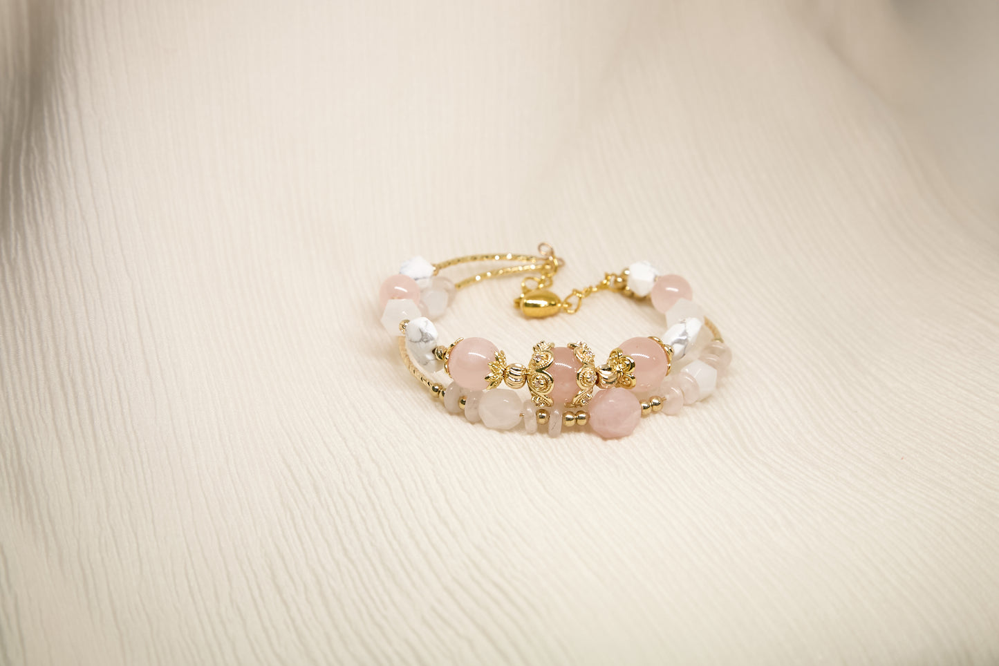 C015-雙圈款-粉晶・白松石