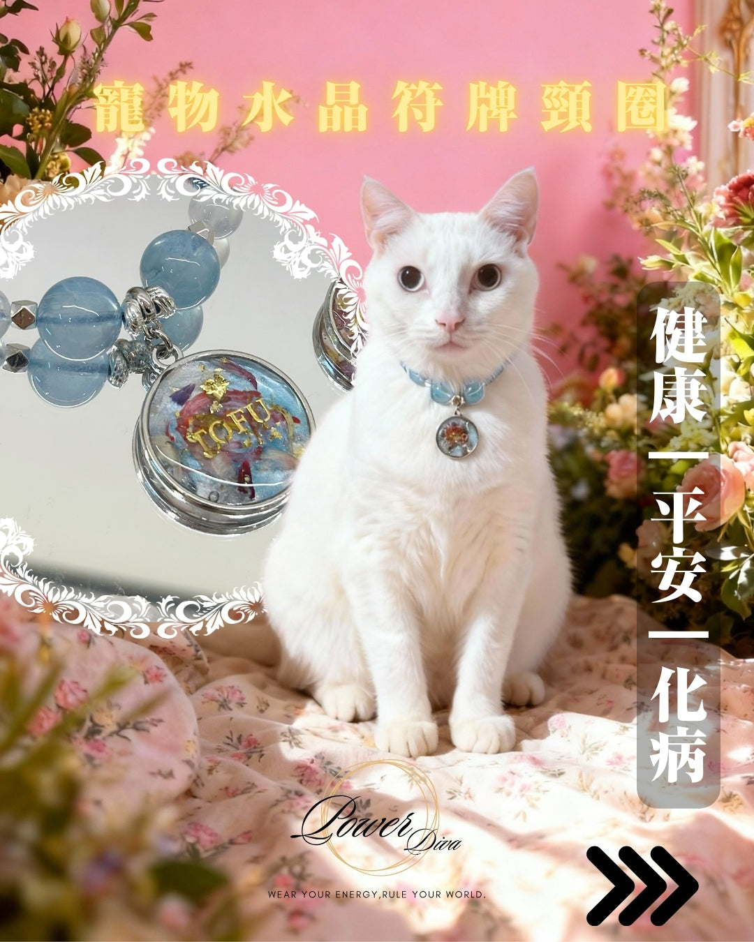 客製化寵物水晶符牌/符管頸圈