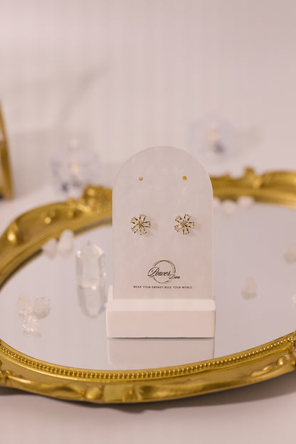 E070-黃晶花花耳釘