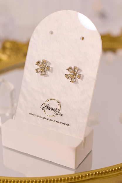 E070-黃晶花花耳釘