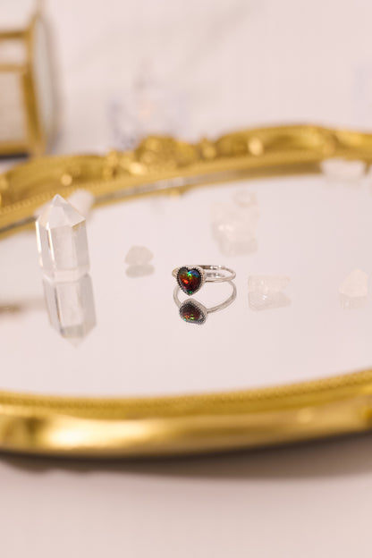 R044-斑彩心形S925開口戒指