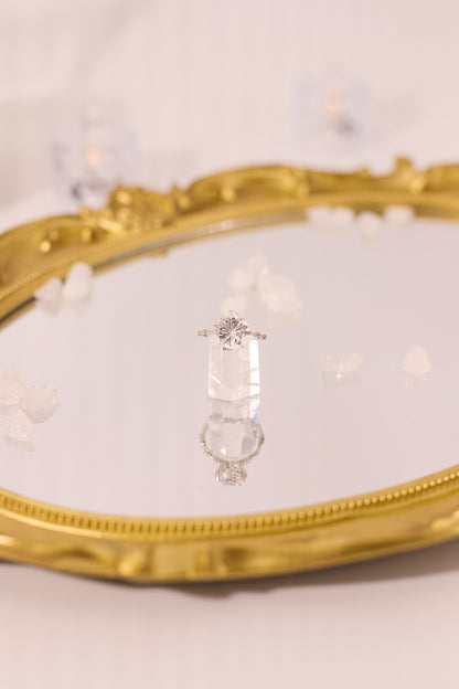 R046-白水晶五角星形S925開口戒指