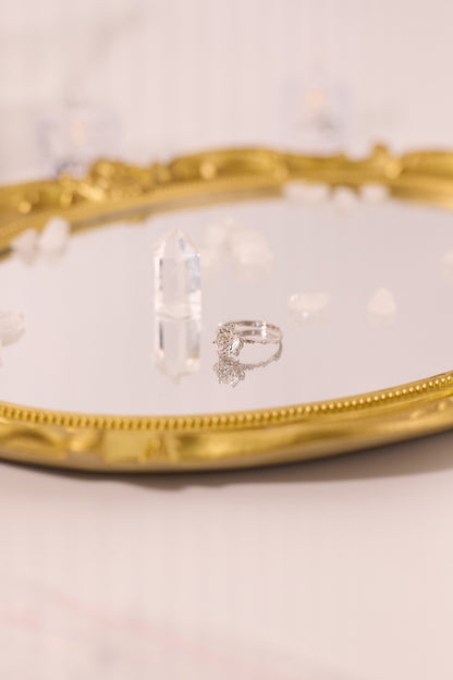 R046-白水晶五角星形S925開口戒指