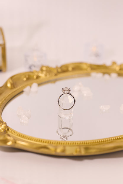 R046-白水晶五角星形S925開口戒指