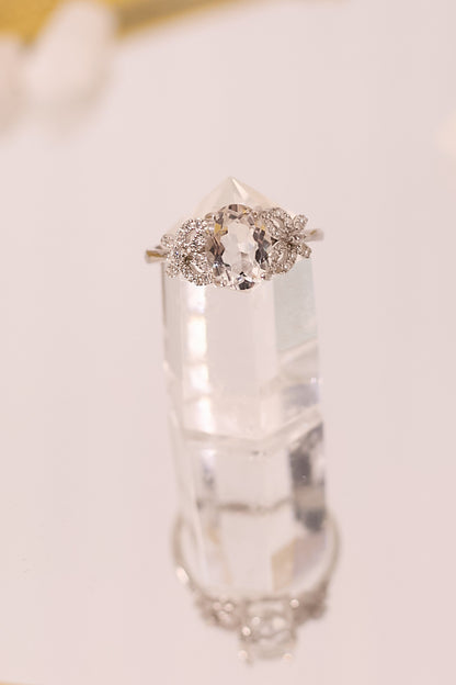 R048-白水晶蛋形S925開口戒指