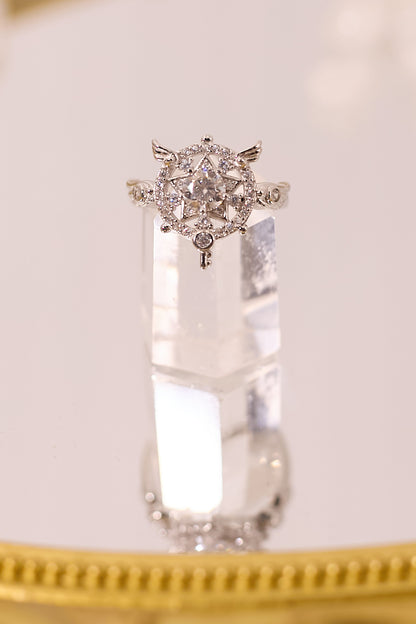 R050-莫桑鑽星形魔法陣S925開口戒指