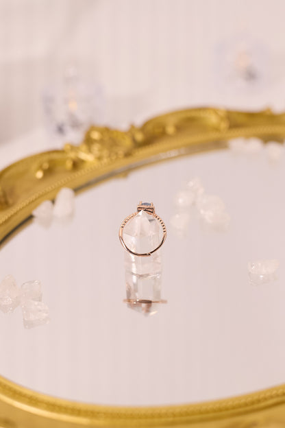 R051-海藍寶方形S925開口戒指