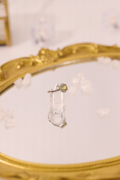 R052-橄欖石圓形S925開口戒指