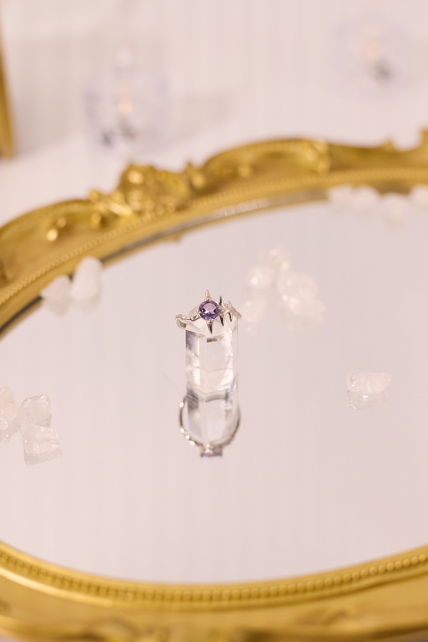 R053-紫晶尖尖S925開口戒指